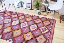 Load image into Gallery viewer, 6x9 Vintage Anatolian Turkish Kilim Area Rug | Repeating geometric tribal symbols | SKU 412