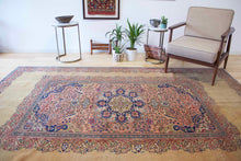 Load image into Gallery viewer, 7x10 Vintage Central Anatolian 'Kayseri' Turkish Area Rug | Floral design bold medallion unique border | SKU 415