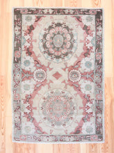 Load image into Gallery viewer, 4x6 Vintage Central Anatolian 'Oushak' Turkish Area Rug | Double medallion muted colors spacious design | SKU 431