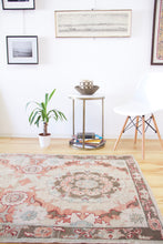 Load image into Gallery viewer, 4x6 Vintage Central Anatolian 'Oushak' Turkish Area Rug | Double medallion muted colors spacious design | SKU 431