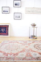Load image into Gallery viewer, 4x6 Vintage Central Anatolian 'Oushak' Turkish Area Rug | Double medallion muted colors spacious design | SKU 431