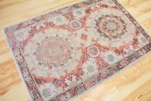 Load image into Gallery viewer, 4x6 Vintage Central Anatolian 'Oushak' Turkish Area Rug | Double medallion muted colors spacious design | SKU 431