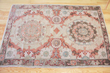 Load image into Gallery viewer, 4x6 Vintage Central Anatolian 'Oushak' Turkish Area Rug | Double medallion muted colors spacious design | SKU 431