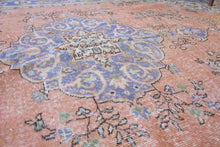 Load image into Gallery viewer, 6x9 Vintage Central Anatolian 'Oushak' Turkish Area Rug | Bold medallion geometric floral design | SKU 436