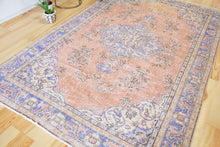 Load image into Gallery viewer, 6x9 Vintage Central Anatolian 'Oushak' Turkish Area Rug | Bold medallion geometric floral design | SKU 436