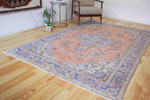 Load image into Gallery viewer, 6x9 Vintage Central Anatolian 'Oushak' Turkish Area Rug | Bold medallion geometric floral design | SKU 436