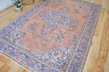 Load image into Gallery viewer, 6x9 Vintage Central Anatolian 'Oushak' Turkish Area Rug | Bold medallion geometric floral design | SKU 436