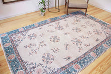 Load image into Gallery viewer, 6x9 Vintage Central Anatolian 'Oushak' Turkish Area Rug | Khotan style rug tribal designs on spacious field | SKU 437