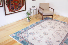 Load image into Gallery viewer, 6x9 Vintage Central Anatolian 'Oushak' Turkish Area Rug | Khotan style rug tribal designs on spacious field | SKU 437