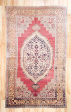 Load image into Gallery viewer, 6x11 Vintage Central Anatolian Oushak Style 'Taspinar' Turkish Area Rug | Bold Medallion Muted Colors Floral Border | SKU 438