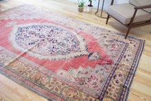 Load image into Gallery viewer, 6x11 Vintage Central Anatolian Oushak Style 'Taspinar' Turkish Area Rug | Bold Medallion Muted Colors Floral Border | SKU 438