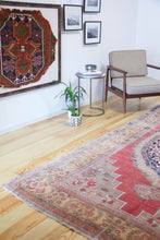 Load image into Gallery viewer, 6x11 Vintage Central Anatolian Oushak Style 'Taspinar' Turkish Area Rug | Bold Medallion Muted Colors Floral Border | SKU 438