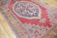 Load image into Gallery viewer, 6x11 Vintage Central Anatolian Oushak Style 'Taspinar' Turkish Area Rug | Bold Medallion Muted Colors Floral Border | SKU 438