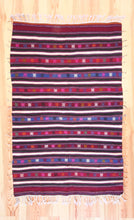 Load image into Gallery viewer, 5x7 Vintage Anatolian Turkish Kilim Area Rug | Strips with bold colors and tribal symbols | SKU 453