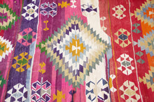Load image into Gallery viewer, 4x8 Vintage Oversized Western Anatolian Kilim Area Rug | Bold medallion vibrant colors scattered tribal symbols | SKU 467