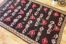 Load image into Gallery viewer, 5x7 Vintage Eastern Anatolian 'Kars' Turkish Kilim Area Rug | Balanced floral design onyx field geometric border | SKU 485