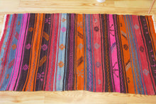 Load image into Gallery viewer, 4x7 Vintage Anatolian Turkish Kilim Area Rug | Vivid colorful stripe design bold tribal symbols | SKU 488