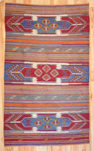 Load image into Gallery viewer, 5x9 Vintage Eastern Anatolian 'Sivas' Turkish Kilim Area Rug | Triple horizontal medallion with colorful stripes | SKU 495