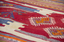 Load image into Gallery viewer, 5x9 Vintage Eastern Anatolian 'Sivas' Turkish Kilim Area Rug | Triple horizontal medallion with colorful stripes | SKU 495