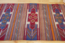 Load image into Gallery viewer, 5x9 Vintage Eastern Anatolian 'Sivas' Turkish Kilim Area Rug | Triple horizontal medallion with colorful stripes | SKU 495