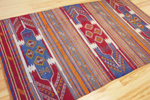 Load image into Gallery viewer, 5x9 Vintage Eastern Anatolian 'Sivas' Turkish Kilim Area Rug | Triple horizontal medallion with colorful stripes | SKU 495