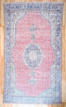 Load image into Gallery viewer, 7x12 Vintage Central Anatolian Oushak Style Turkish Area Rug | Bold medallion spacious field floral border | SKU 497