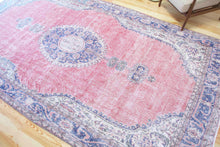 Load image into Gallery viewer, 7x12 Vintage Central Anatolian Oushak Style Turkish Area Rug | Bold medallion spacious field floral border | SKU 497