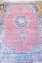 Load image into Gallery viewer, 7x12 Vintage Central Anatolian Oushak Style Turkish Area Rug | Bold medallion spacious field floral border | SKU 497