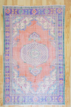 Load image into Gallery viewer, 6x9 Vintage Central Anatolian Oushak Style Turkish Area Rug | Bold medallion spacious field vibrant colors | SKU 498