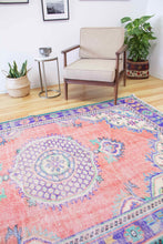 Load image into Gallery viewer, 6x9 Vintage Central Anatolian Oushak Style Turkish Area Rug | Bold medallion spacious field vibrant colors | SKU 498