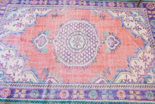 Load image into Gallery viewer, 6x9 Vintage Central Anatolian Oushak Style Turkish Area Rug | Bold medallion spacious field vibrant colors | SKU 498