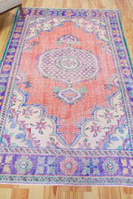 Load image into Gallery viewer, 6x9 Vintage Central Anatolian Oushak Style Turkish Area Rug | Bold medallion spacious field vibrant colors | SKU 498