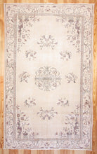 Load image into Gallery viewer, 6x9 Vintage Central Anatolian Oushak Style Turkish Area Rug | Geometric medallion spacious field muted colors | SKU 499