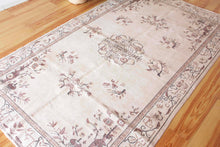 Load image into Gallery viewer, 6x9 Vintage Central Anatolian Oushak Style Turkish Area Rug | Geometric medallion spacious field muted colors | SKU 499