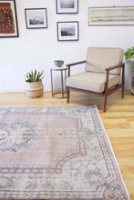 Load image into Gallery viewer, 5x9 Vintage Central Anatolian Oushak Style Turkish Area Rug | Floral medallion, spacious design, muted colors | SKU 500