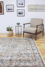 Load image into Gallery viewer, 6x9 Vintage Central Anatolian Oushak Style Gray Turkish Area Rug | Bold medallion spacious field floral border | SKU 510
