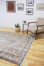 Load image into Gallery viewer, 6x9 Vintage Central Anatolian Oushak Style Gray Turkish Area Rug | Bold medallion spacious field floral border | SKU 510