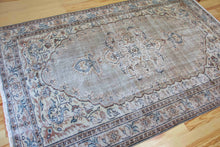 Load image into Gallery viewer, 6x9 Vintage Central Anatolian Oushak Style Gray Turkish Area Rug | Bold medallion spacious field floral border | SKU 510
