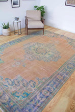 Load image into Gallery viewer, 7x11 Vintage Central Anatolian Oushak Style Turkish Area Rug | Bold medallion muted colors spacious field | SKU 512