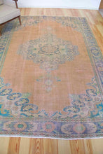 Load image into Gallery viewer, 7x11 Vintage Central Anatolian Oushak Style Turkish Area Rug | Bold medallion muted colors spacious field | SKU 512