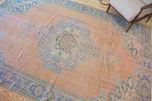 Load image into Gallery viewer, 7x11 Vintage Central Anatolian Oushak Style Turkish Area Rug | Bold medallion muted colors spacious field | SKU 512