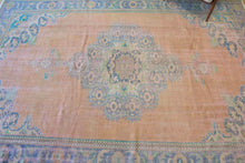 Load image into Gallery viewer, 7x11 Vintage Central Anatolian Oushak Style Turkish Area Rug | Bold medallion muted colors spacious field | SKU 512