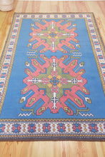 Load image into Gallery viewer, 5x9 Vintage Eastern Anatolian 'Kars' Turkish Area Rug | Double medallion on spacious blue field with geometric border | SKU 528