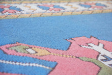 Load image into Gallery viewer, 5x9 Vintage Eastern Anatolian 'Kars' Turkish Area Rug | Double medallion on spacious blue field with geometric border | SKU 528