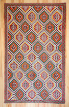Load image into Gallery viewer, 6x9 Vintage Anatolian Turkish Kilim Area Rug | Repeating staggered all over motifs | SKU 530