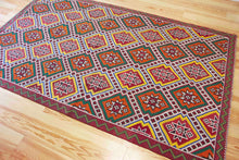 Load image into Gallery viewer, 6x9 Vintage Anatolian Turkish Kilim Area Rug | Repeating staggered all over motifs | SKU 530