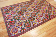 Load image into Gallery viewer, 6x9 Vintage Anatolian Turkish Kilim Area Rug | Repeating staggered all over motifs | SKU 530
