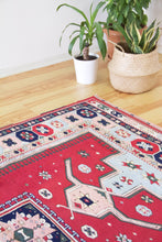 Load image into Gallery viewer, 5x6 Vintage Central Anatolian 'Yoruk' Turkish Rug | Square medallion symmetrical geometric design light border | SKU 533