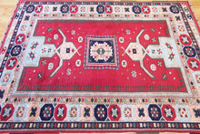 Load image into Gallery viewer, 5x6 Vintage Central Anatolian 'Yoruk' Turkish Rug | Square medallion symmetrical geometric design light border | SKU 533