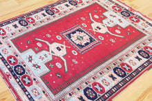 Load image into Gallery viewer, 5x6 Vintage Central Anatolian 'Yoruk' Turkish Rug | Square medallion symmetrical geometric design light border | SKU 533